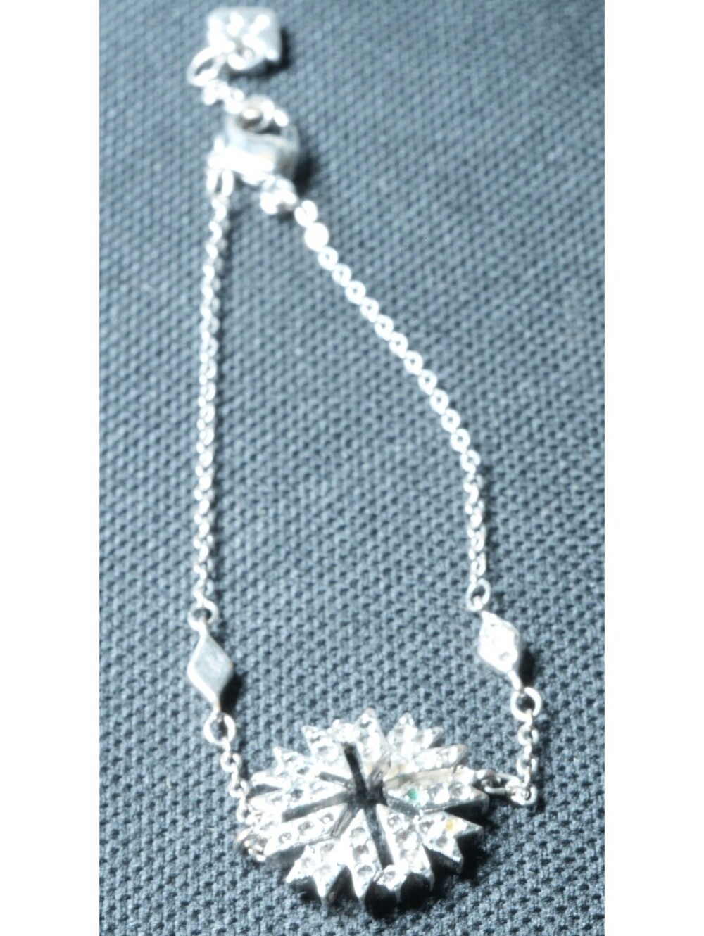 Swarovski Signed Crystal Starburst Bracelet Silver Tone Swan Charm Jewelry